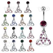 mcd735 steel belly banana w dangling cletic knot w crystals