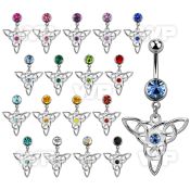 mcd759 steel belly banana w dangling celtic knot  w crystals