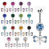 mcd761 steel belly banana w 8mm jewel ball w dangling dragonfly