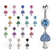 mcd764 steel belly banana w dangling crystal studded mushroom 