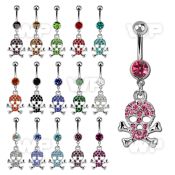 mcdsk5 steel belly banana w dangling crystal studded skull