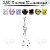 mcdvd20 steel belly banana w round cz stone silver melody sign