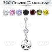 mcdvd23 steel belly banana w round cz stone silver triskele