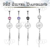 mcdvd25 steel belly banana cz silver dream catcher dangling