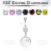 mcdvd32 steel belly banana w round cz stone silver swirl