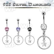 mcdvd33 steel belly banana w round cz silver star in a circle