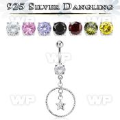 mcdvd33 steel belly banana w round cz silver star in a circle