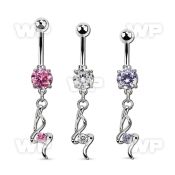 mcdz410 steel belly banana w fancy dangling small prong set cz 