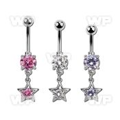 mcdz414 steel belly banana w dangling star w round cz