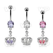 mcdz590 steel belly banana w cz dangling crown w cz