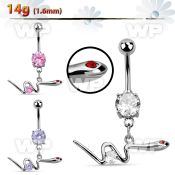 mcdz729 steel belly banana w dangling snake w crystal eyes