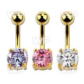 mdgz527 gold steel belly banana w 7mm round prong set cz stone