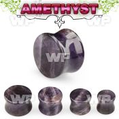 mi3dd genuine amethyst double flared stone plug ear lobe piercing