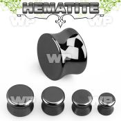 mi3ww genuine hematite double flared stone plug ear lobe piercing