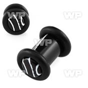 mij40 black acrylic single flare eyelet plug marble logo o ri ear lobe piercing