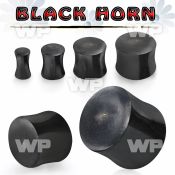 mo2 black horn double flared saddle plug ear lobe piercing