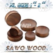 mo3fb xl big gaue sized sawo wood concave double flare saddle ear lobe piercing