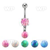 moopb6 steel belly banana w synthetic opal dangling opal ball