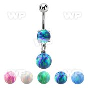 moopb8 steel belly banana w 7mm opal dangling 8mm opal ball
