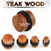 mora teak wood straight plug double o ring ear lobe piercing