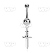 msd768 steel belly banana 14g w 5 & 8mm plain ball w dagger