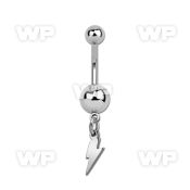 msdlit 316l steel belly banana w dangling lightning symbol