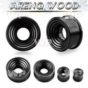mx7a black areng wood double flare flesh tunnel groved conical ear lobe piercing