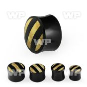 mxjf black horn double flared plug wood accents on the front ear lobe piercing