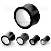 mxo5 double flared flesh tunnel white bone in the inner side ear lobe piercing