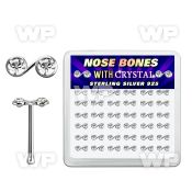 nbmsbxc box silver nose bones w music note shaped tops w crystal