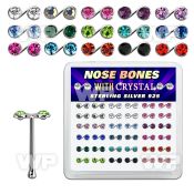 nbmsbxm box silver nose bones w music note tops w color crystal
