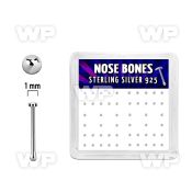 nbmx5 box w 52 silver nose bones, 22g w 1mm flat round tops