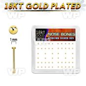 nbmx5rg silver nose bones w 18k gold plating 1mm flat tops