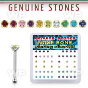 nbpbxge box w silver nose studs w mixed 2mm genuine gem stones