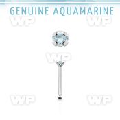 nbpge8 925 silver nose bone w a aquamarine stone