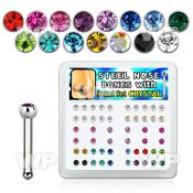 nbsb20xm box w 316l steel nose bone w 2mm top w bezel set crystal