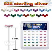 nf6h4jzy silver nose studs 22g crystals colors 36