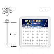 nfdbk6 box of silver un bent nose stud wire flower shaped top nose piercing