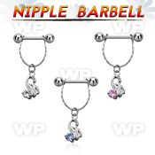 npdl24 steel nipple barbell w chain a little swan dangling