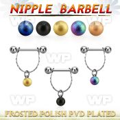 npdl28 steel nipple barbell w chain plated frosted steel ball