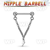 npdl43 316l steel nipple barbell w chain lightning symbol