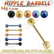 nptfo5 anodized steel nipple barbell w 5mm frosted steel balls