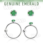 nrge10 925 silver nose hoop w 2mm prong set emerald stone