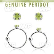 nrge4 925 silver nose hoop w 2mm prong set peridot stone