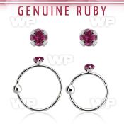 nrge5 925 silver nose hoop w 2mm prong set ruby stone