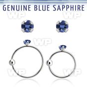 nrge9 925 silver nose hoop w 2mm prong set blue sapphire stone