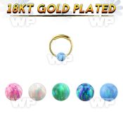 ns01rgo gold silver endless nose hoop w 3mm opal ball 8mm