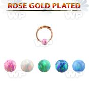 ns01rso rose gold silver endless nose hoop 3mm opal ball 8mm