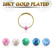 ns03rgo gold silver endless nose hoop w 3mm opal ball 12mm