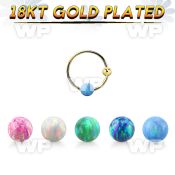ns06rgo gold silver nose hoop w ball 3mm opal ball 10mm